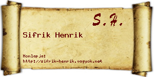 Sifrik Henrik névjegykártya